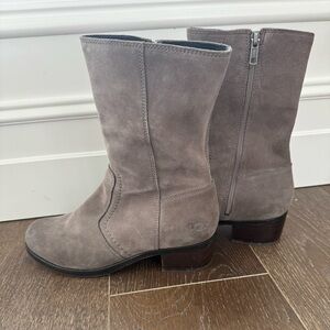 UGG Gray Suede Heeled Zip Up Boots, Women’s Size 7.5